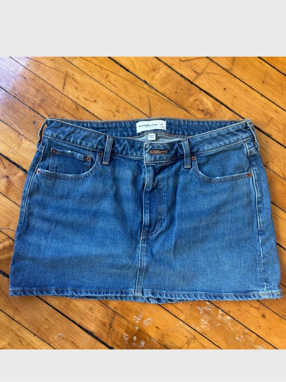 Abercrombie & Fitch Classic Blue Denim Mini Skirt with Front Pockets